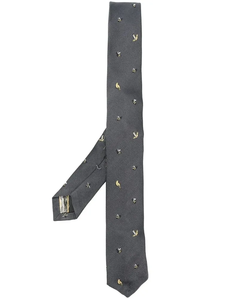 Thom Browne Bestickte Seidenkrawatte - Grau Grau
