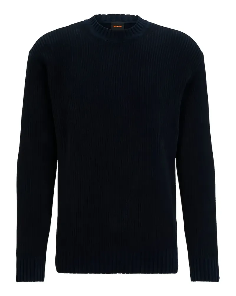 HUGO BOSS Gerippter Pullover - Blau Blau