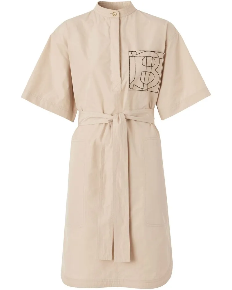Burberry Hemdkleid mit Logo-Stickerei - Nude Nude