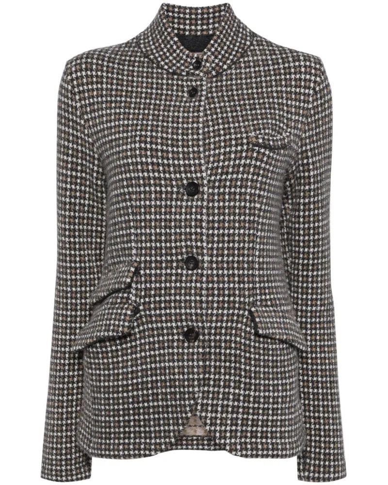 N.Peal Kaschmirjacke mit Pied-de-Poule-Effekt - Braun Braun