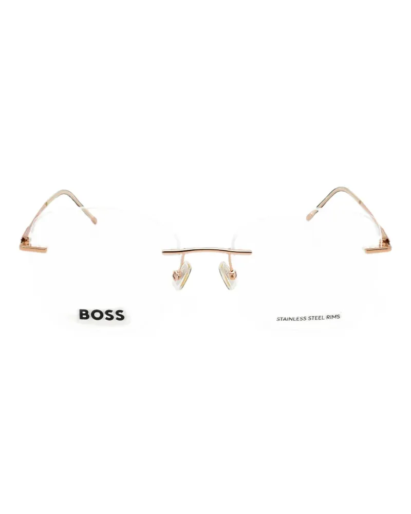 HUGO BOSS rimless rectangle-shape glasses - Gold Gold