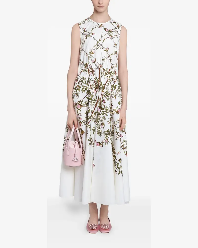 Giambattista Valli Midikleid mit Blumen-Print - Weiß Weiß