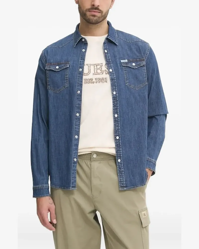 Guess Jeanshemd mit Klappentasche - Blau Blau