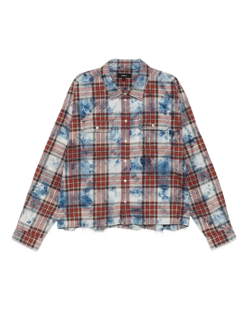 PURPLE BRAND bleached-effect check-pattern shirt - Rot Rot
