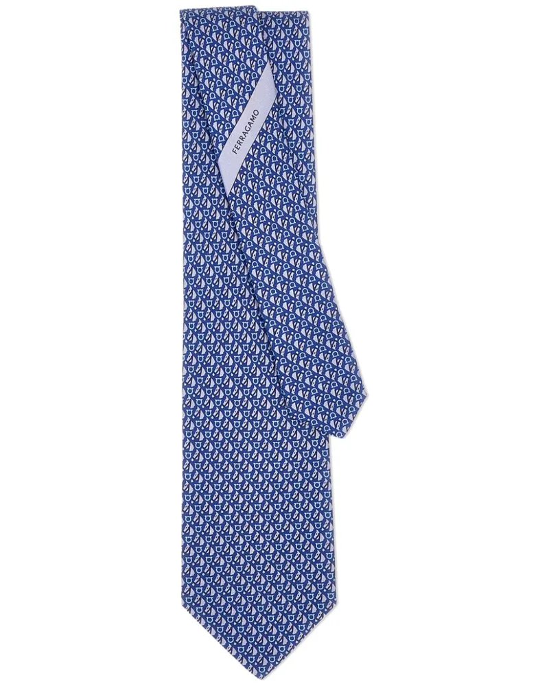 Ferragamo Seidenkrawatte mit Pferde-Print - Blau Blau