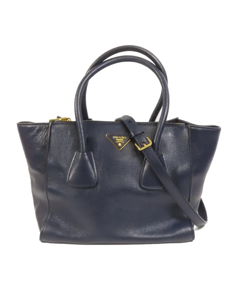 Prada logo-plaque shoulder bag - Blau Blau
