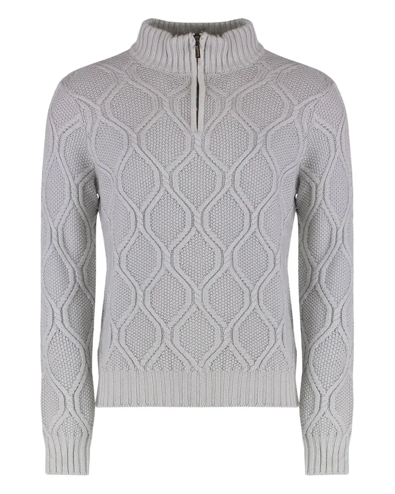 MOORER Pullover mit Zopfmuster - Grau Grau