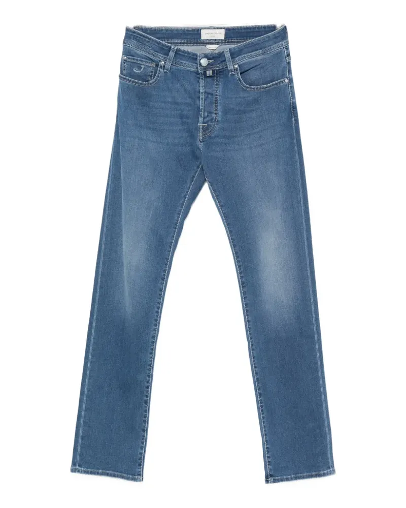 Jacob Cohën logo-patch whiskered jeans - Blau Blau