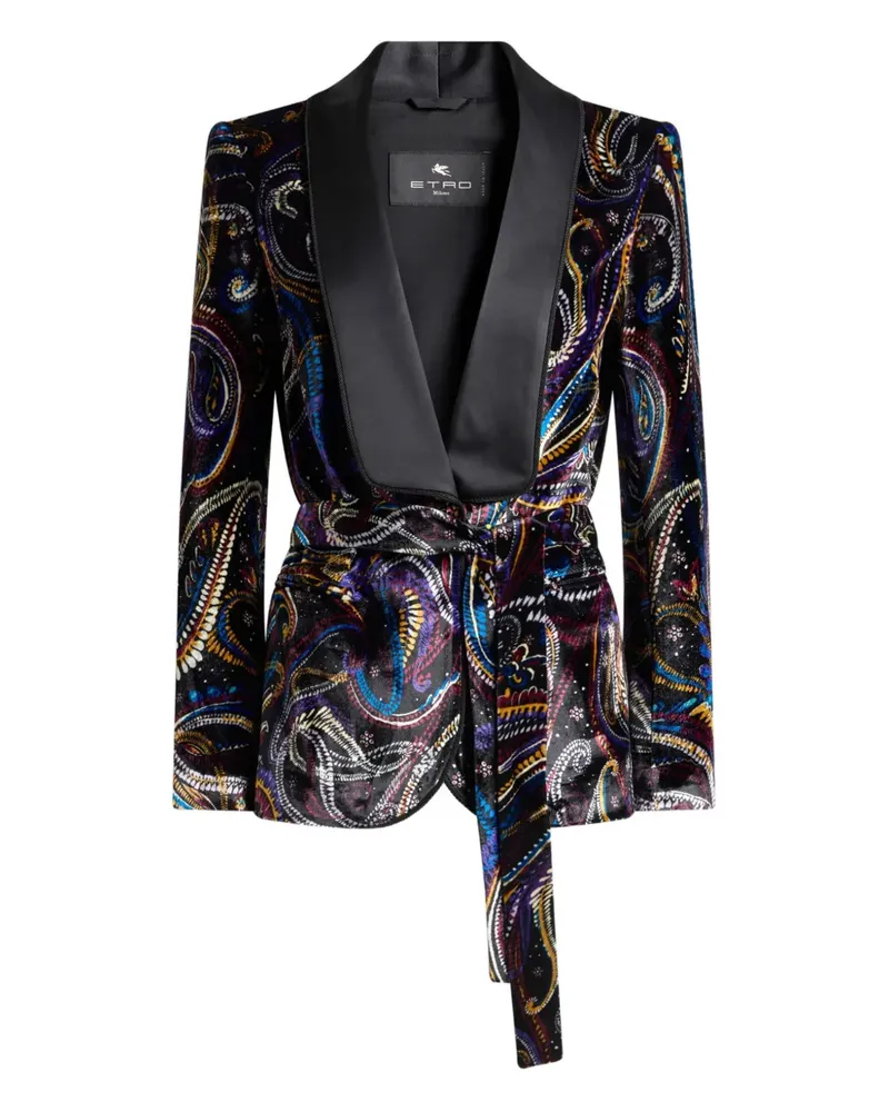 Etro Gürtel-Blazer mit Paisleymuster - Schwarz Schwarz
