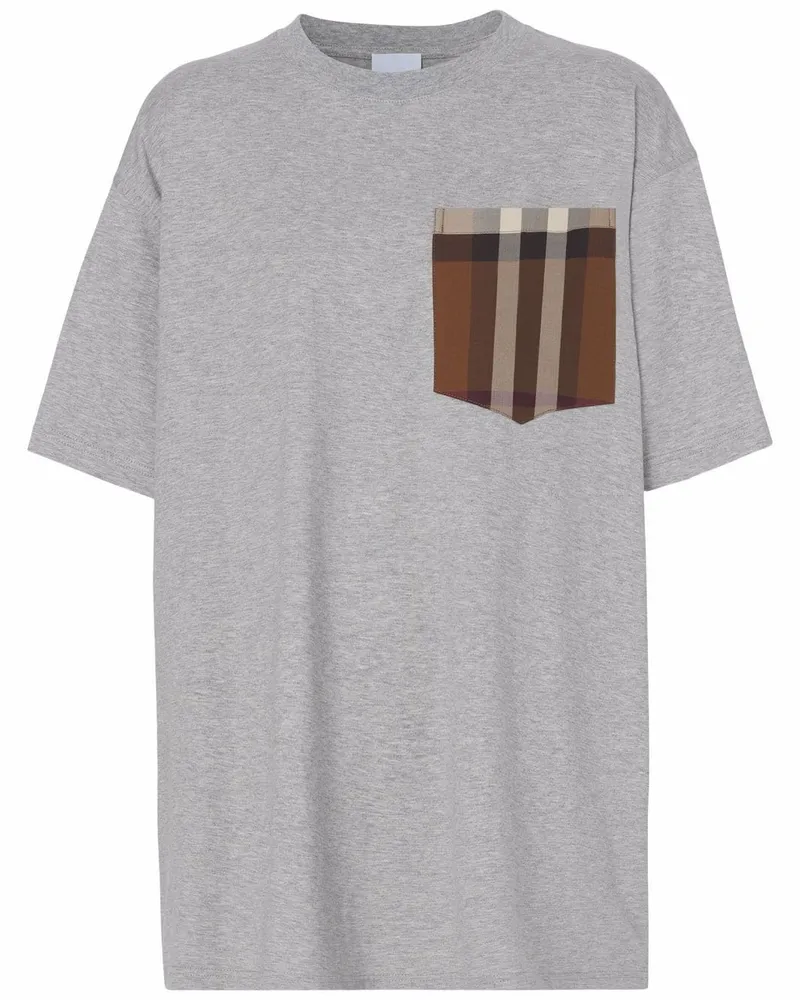 Burberry T-Shirt mit karierter Tasche - Grau Grau