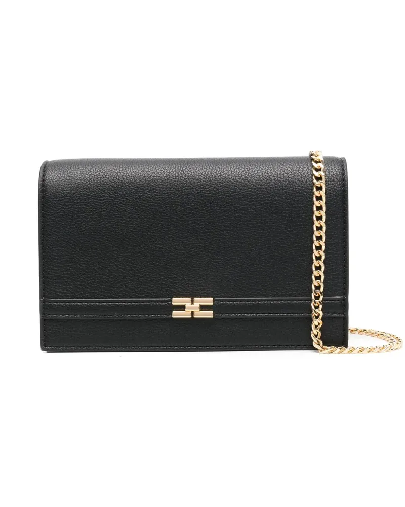 Elisabetta Franchi Clutch mit Logo-Schild - Schwarz Schwarz