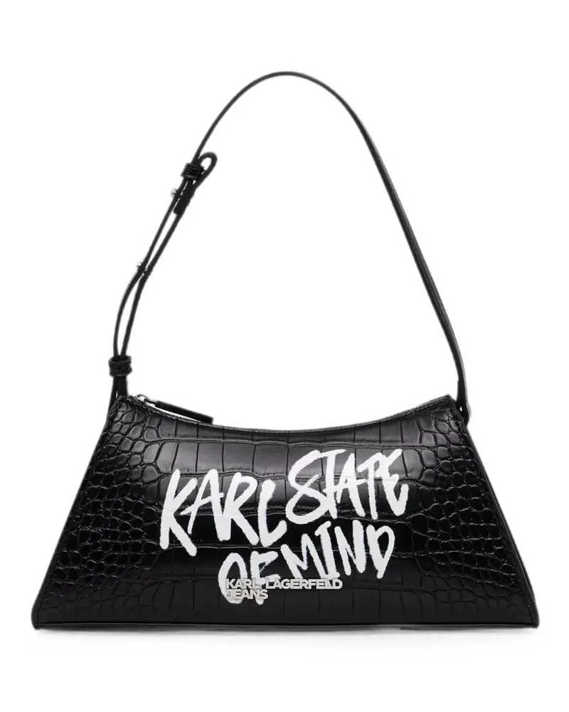Karl Lagerfeld croc-effect logo-print shoulder bag - Schwarz Schwarz