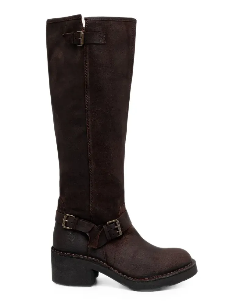 Fly London buckle-detail knee-high boots - Braun Braun