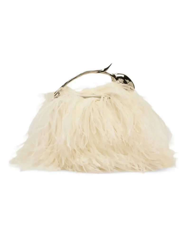 Erdem mini Bloom feather-embellished tote bag - Nude Nude
