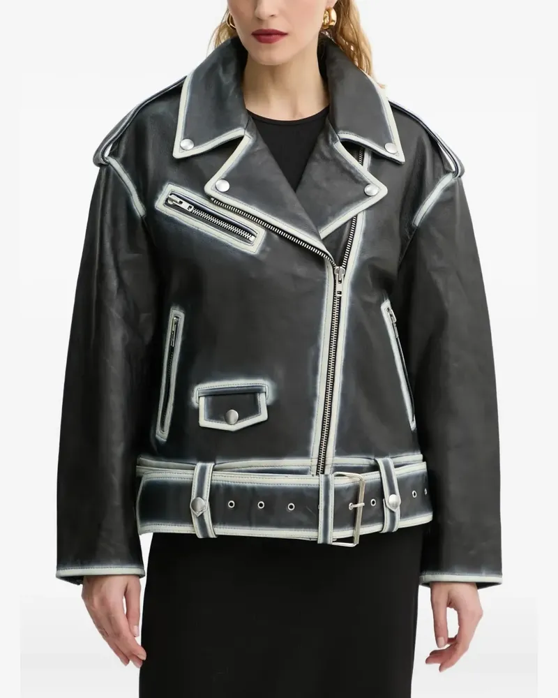 STAND Irene belted jacket - Schwarz Schwarz