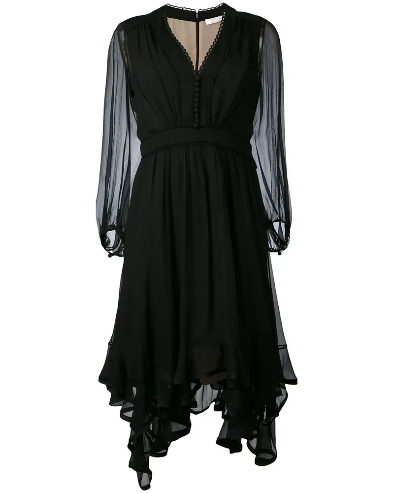 Chloé Kleid mit Zipfelsaum - Schwarz Schwarz