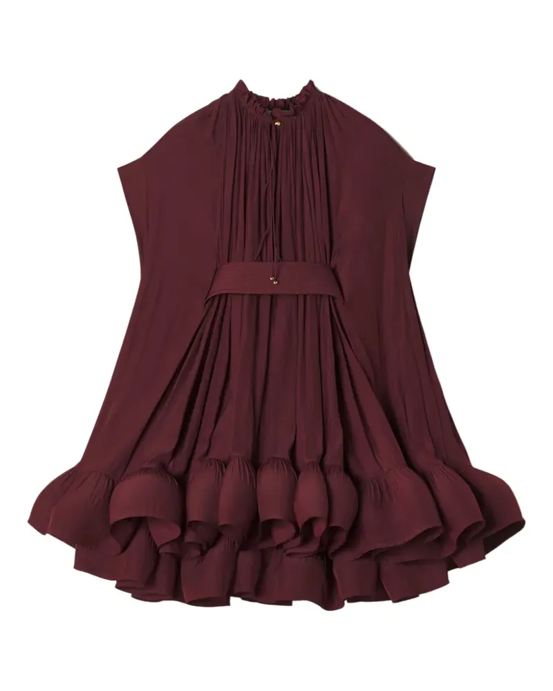 Lanvin Charmeuse Minikleid mit Falten und Rüschen - Rot Rot