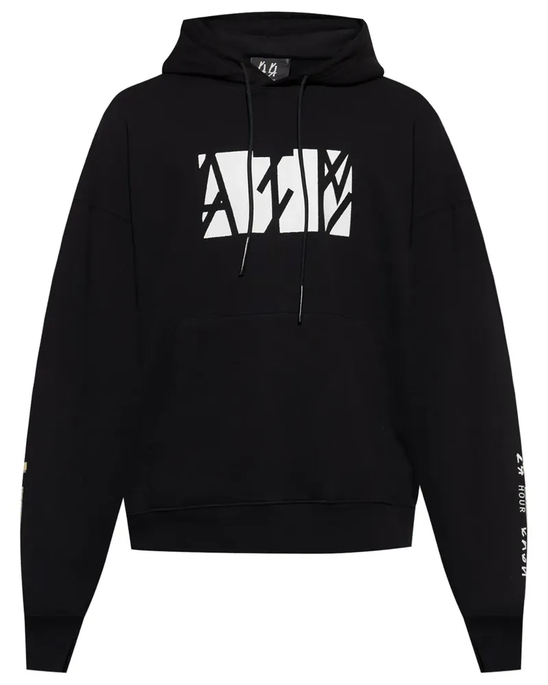 44 LABEL GROUP Hoodie mit Logo-Print - Schwarz Schwarz