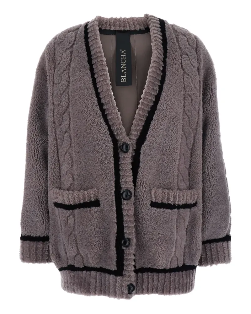 BLANCHA cable-knit V-neck cardigan - Grau Grau