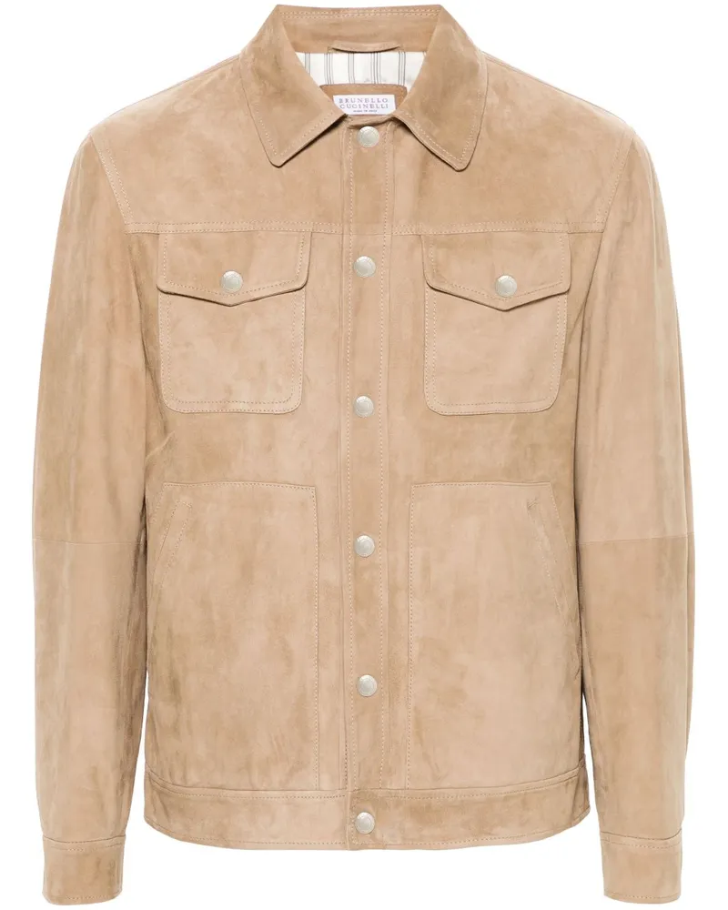Brunello Cucinelli Hemdjacke aus Leder - Nude Nude