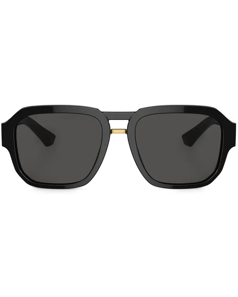 Dolce & Gabbana Sonnenbrille mit Logo-Gravur - Schwarz Schwarz