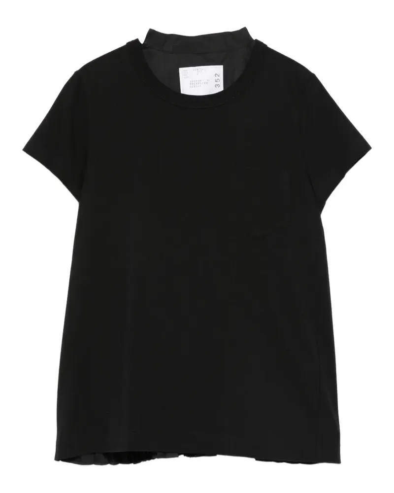 Sacai T-Shirt mit Brusttasche - Schwarz Schwarz