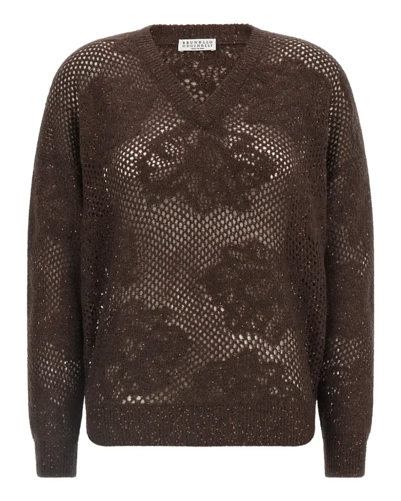 Brunello Cucinelli floral-lace sweater - Braun Braun