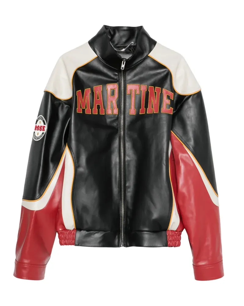 Martine Rose logo-patch leather jacket - Schwarz Schwarz