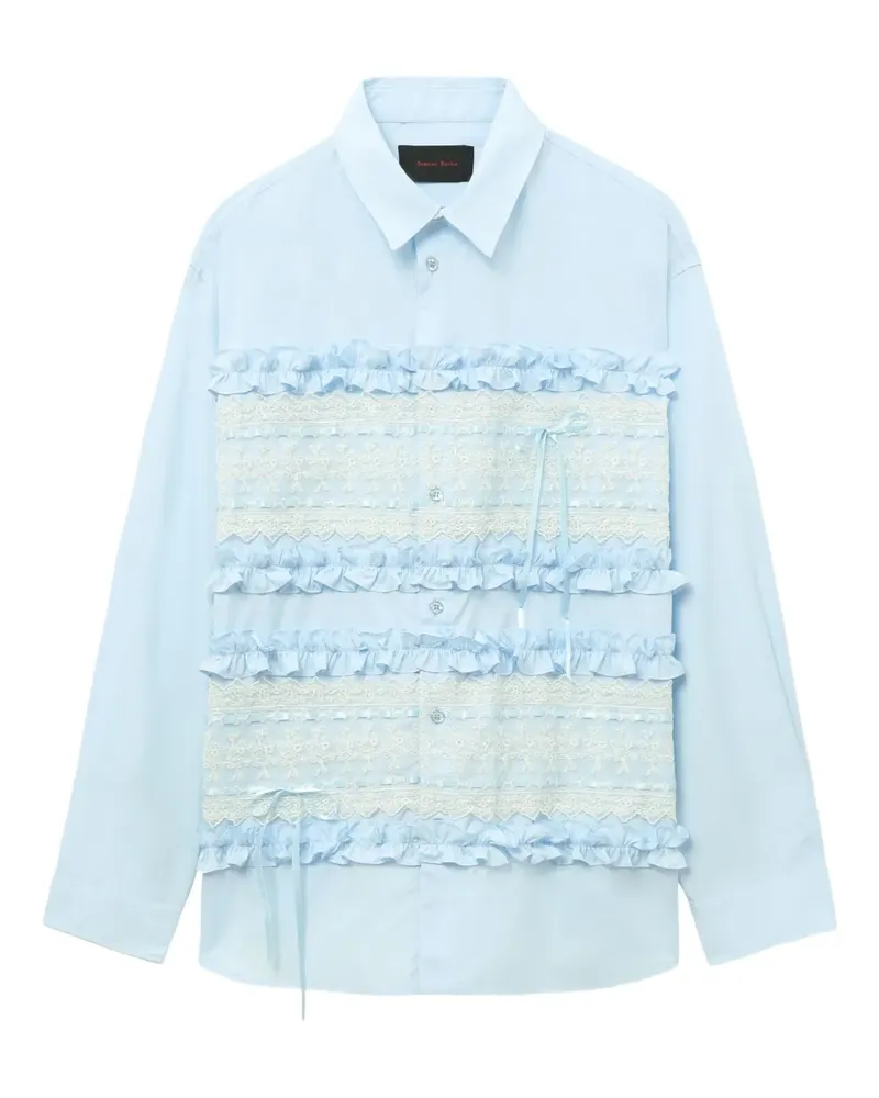 Simone Rocha Gerüschtes Hemd mit Spitzeneinsatz - Blau Blau