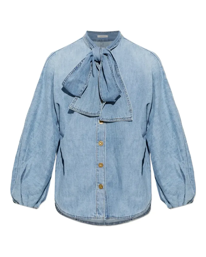 Zimmermann Jeanshemd mit Schleifenkragen - Blau Blau