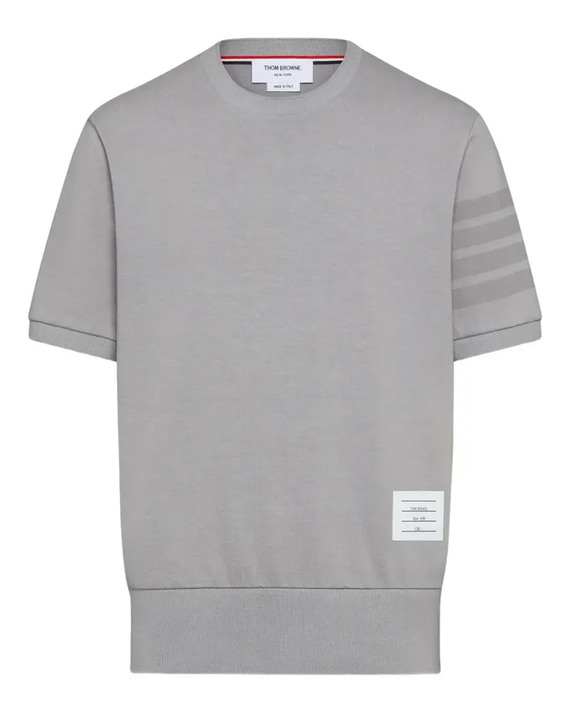 Thom Browne T-Shirt mit Streifen-Logo - Grau Grau