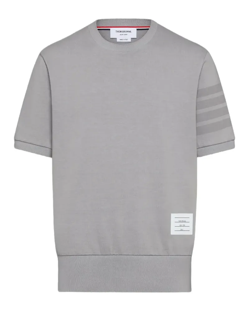 Thom Browne T-Shirt mit 4-Streifen-Logo - Grau Grau