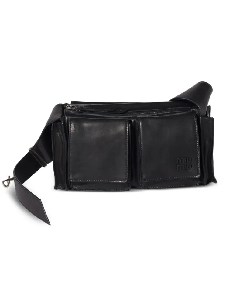 Miu Miu Schultertasche mit Klappentaschen - Schwarz Schwarz