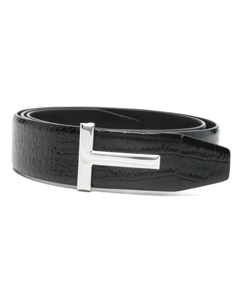 Tom Ford croc-effect belt - Schwarz Schwarz