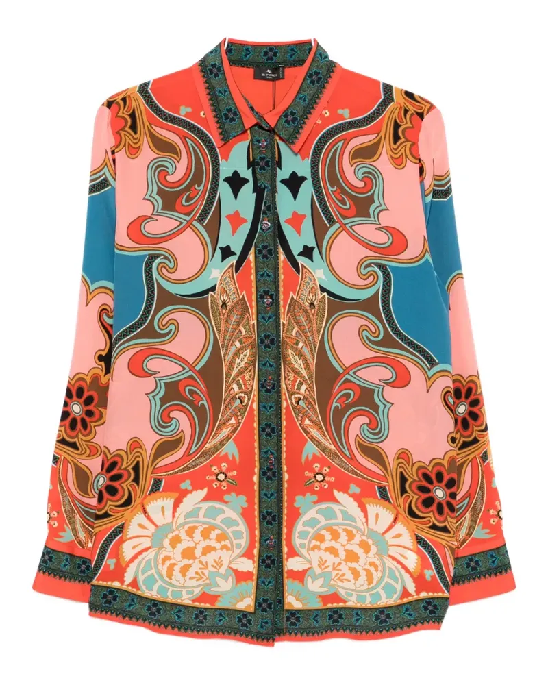 Etro floral-print silk shirt - Orange Orange