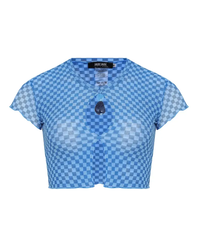 Amir Slama x Jade Picon Cropped-Top mit Schachbrettmuster - Blau Blau