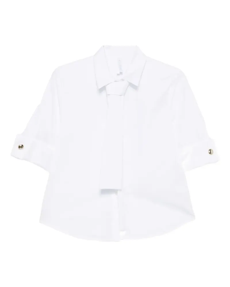 IMPERIAL tie-detail short-sleeve shirt - Weiß Weiß