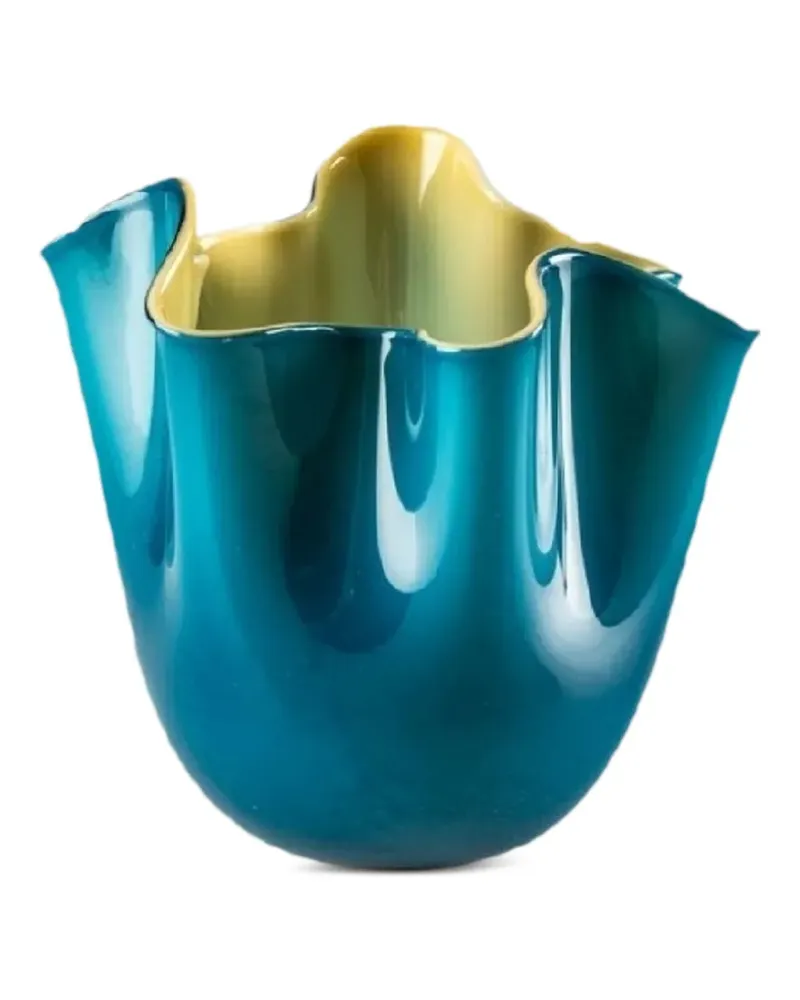 Venini Gewellte Fazzoletto Vase - Blau Blau