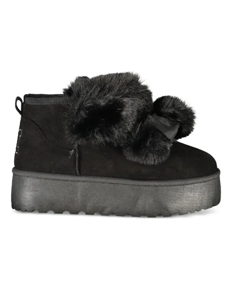 Laura Biagiotti Plateau-Stiefeletten mit Pompons - Schwarz Schwarz