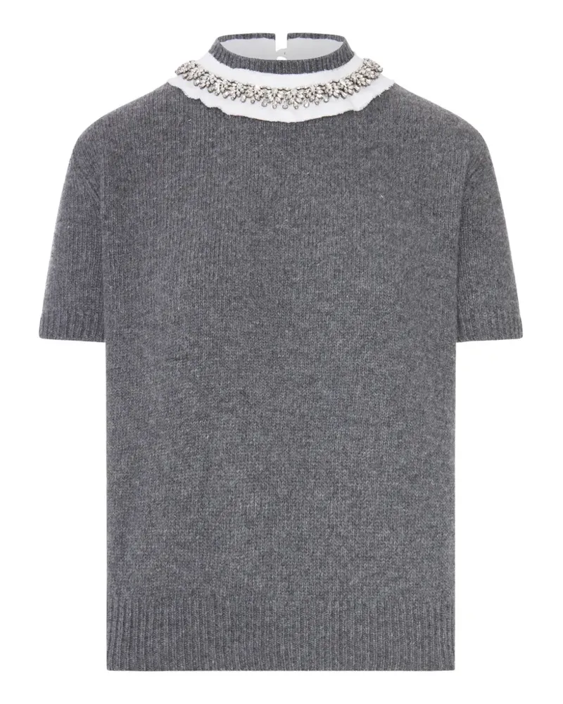 Prada Poloshirt mit Kristallen - Grau Grau