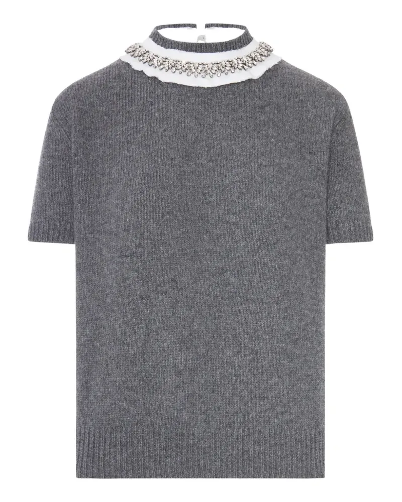Prada crystal-embellished cashmere T-shirt - Grau Grau