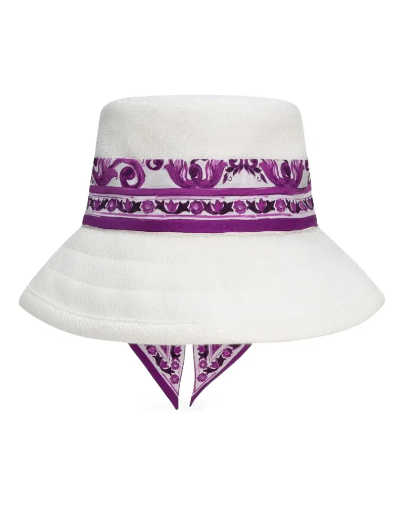 Dolce & Gabbana Sonnenhut mit Maiolica-Print - Weiß Weiß
