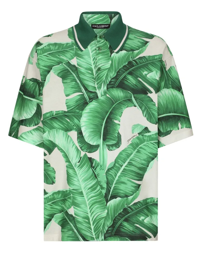 Dolce & Gabbana Oversized-Poloshirt mit Bananenbaum-Print - Grün Grün