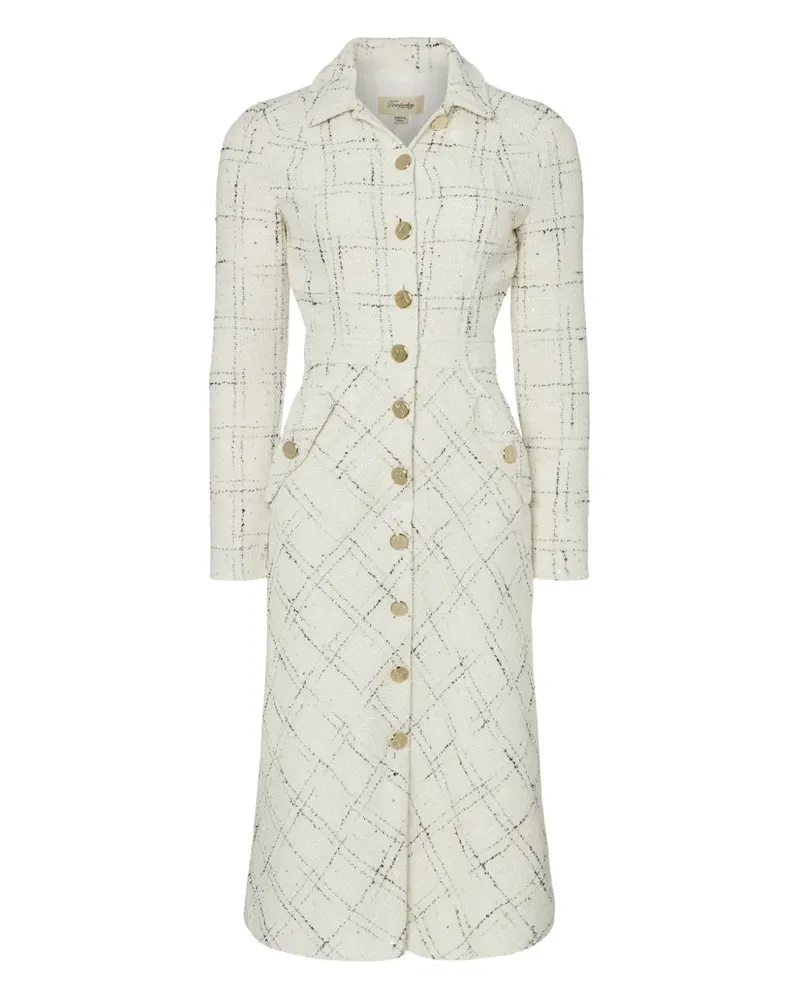 Temperley London Geknöpftes Colonel Midikleid mit Karomuster - Weiß Weiß