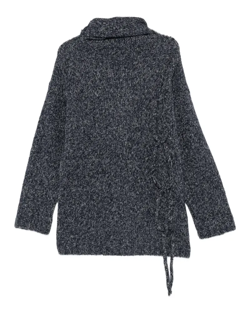 Yohji Yamamoto side-tie cowl-neck sweater - Blau Blau