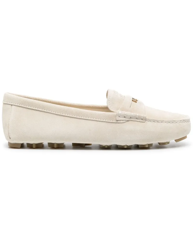 Miu Miu Penny-Loafer aus Wildleder mit Logo-Prägung - Nude Nude