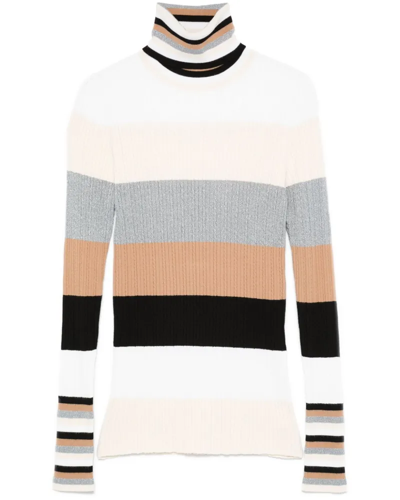 Liu Jo Gestreifter Rollkragenpullover - Weiß Weiß
