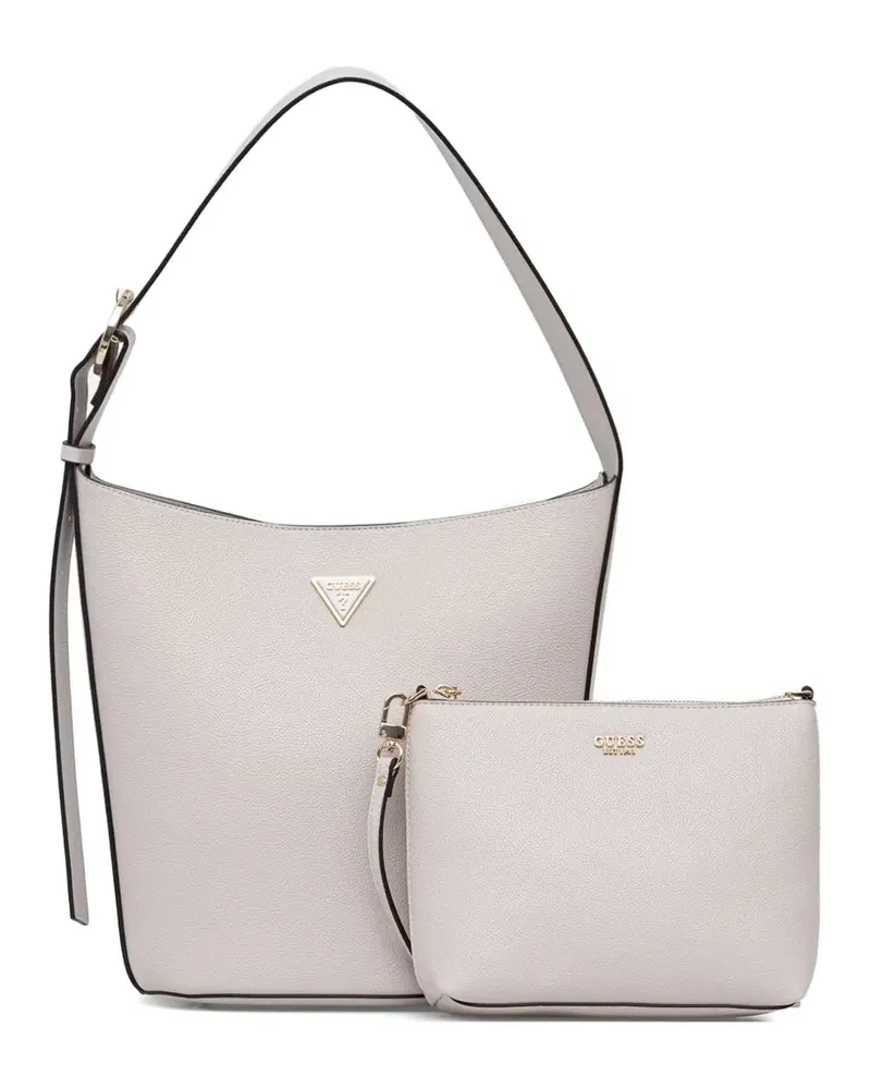 Guess logo-plaque pebbled-effect tote bag - Grau Grau