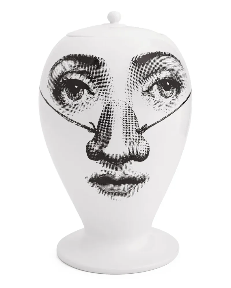 Fornasetti Vase mit Gesichts-Print - Weiß Weiß