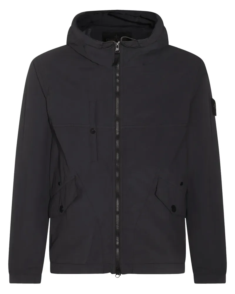 Stone Island Kapuzenjacke mit Kompass-Motiv Schwarz